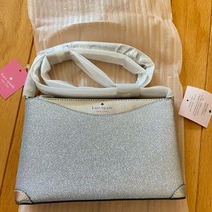 Kate Spade Silver glitter crossbody bag